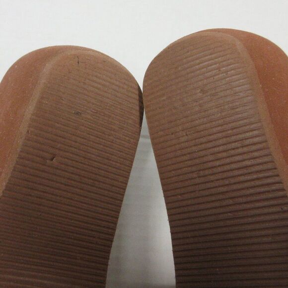 KENNETH COLE REACTION Fine Glass Wedge Sandal 9 WIDE Luggage Brown Platform Shoe - Picture 13 of 15